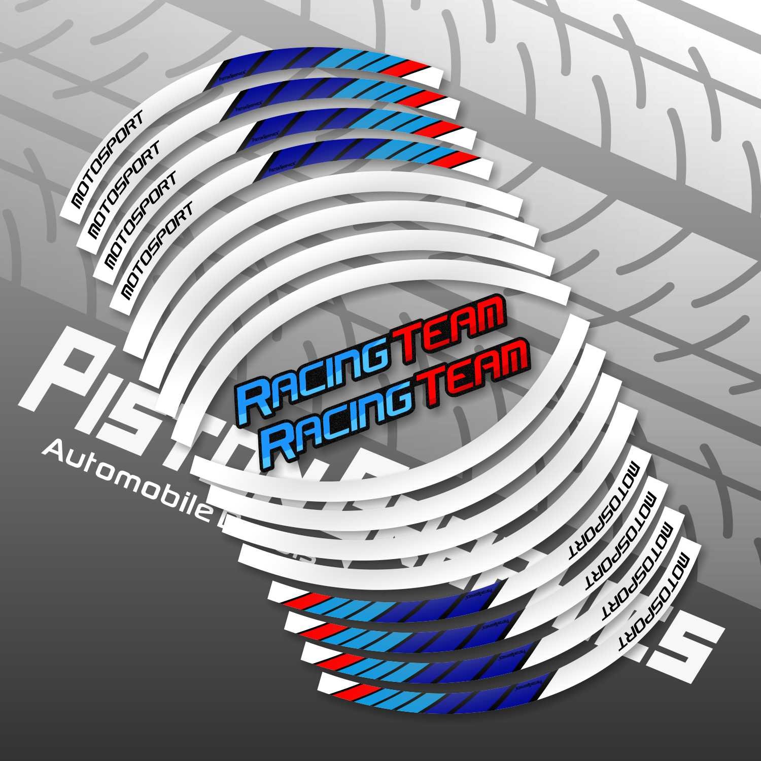 Tri Color White Motorcycle Rim Decals Kit - Image 3