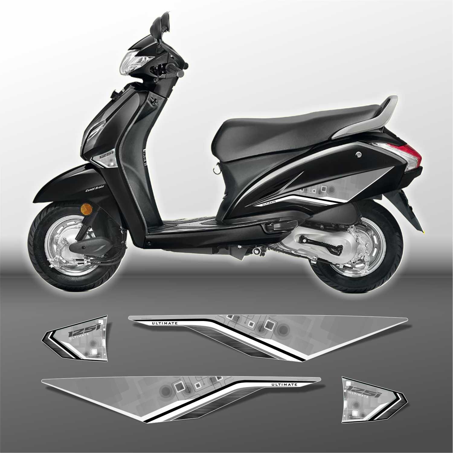 Piston Graphics Ultimate Series Scooty Stickers Kit for Activa in Grey - Image 3