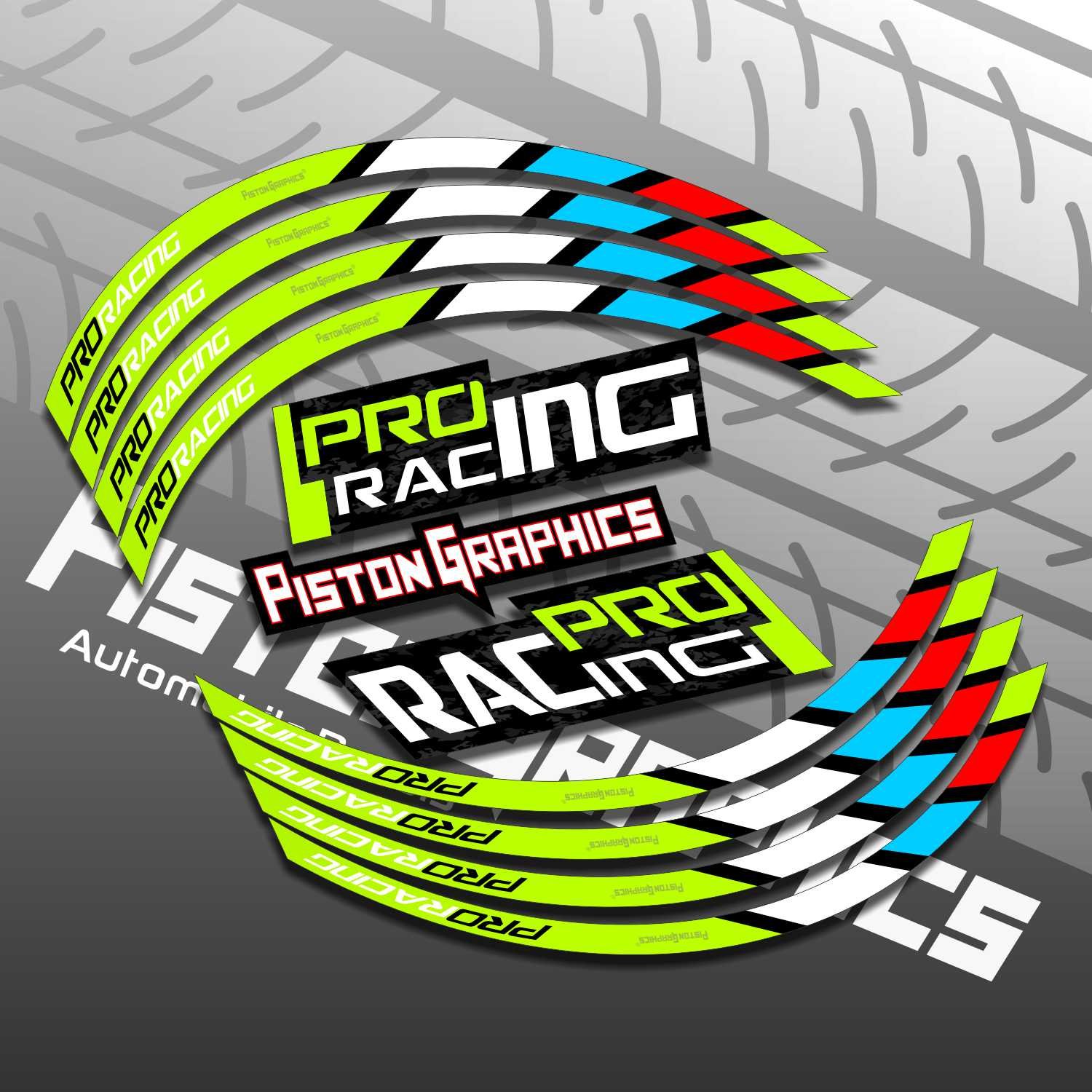 Neon Green ProRacing Series Scooty Rim Stickers Kit - Image 3