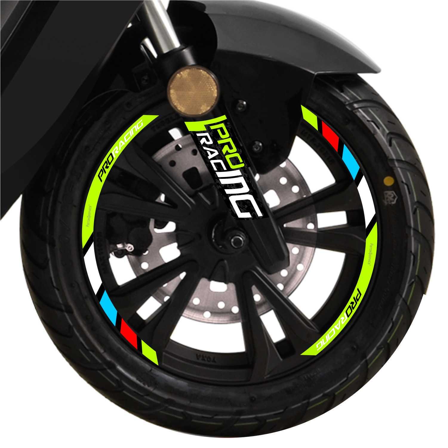 Neon Green ProRacing Series Scooty Rim Stickers Kit - Image 2