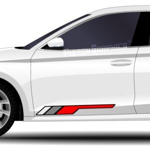 Piston Graphics Car Side Sticker Kit in Red Color Body Stickers for car in Unique Design Tri Color