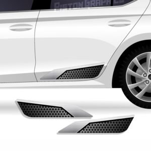Piston Graphics Cars Side Graphics Stickers Silver Suitable for Sedan, Hatchback, or SUV (Pack of 2)