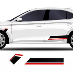 Piston Graphics Car Sticker Kit in Black and Red Color Body Stickers for car in Claasic Design