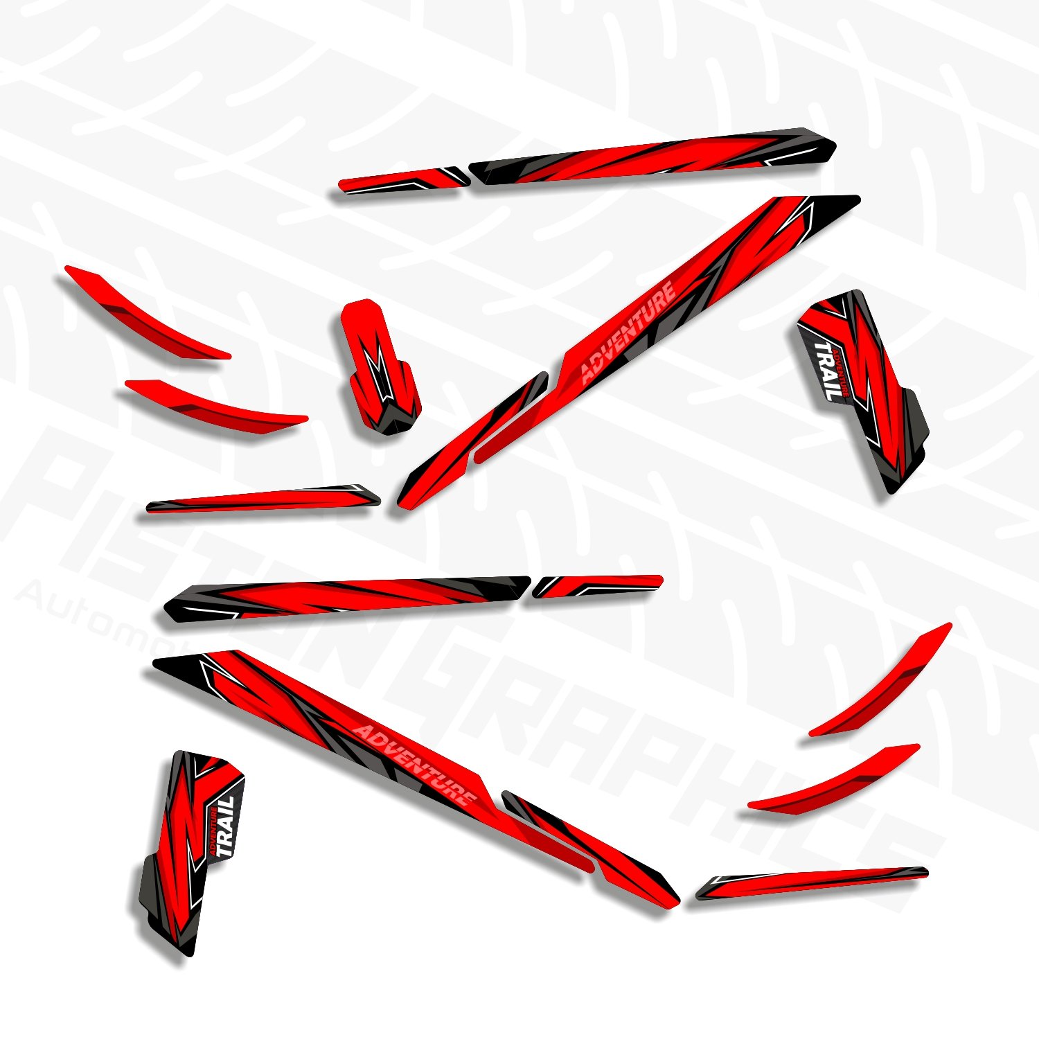 Piston Graphics Bicycle Stickers Kit Red - Image 3
