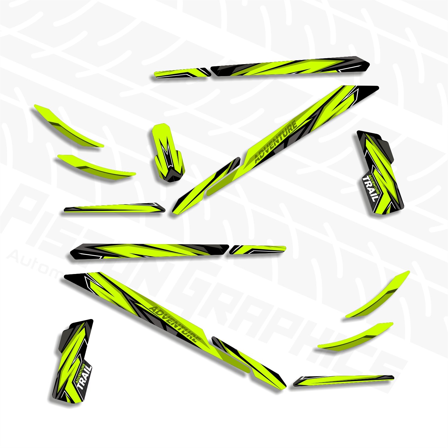Piston Graphics Bicycle Stickers Kit Neon Green - Image 3