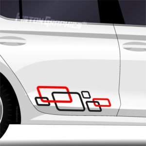 Piston Graphics Cars Square Design Side Graphics Stickers Black Red Suitable for Sedan, Hatchback, or SUV (Pack of 2)