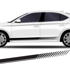 Piston Graphics Cars Racing Side Graphics Black Stickers Suitable for Sedan, Hatchback, or SUV (Pack of 2)