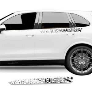 Piston Graphics Cars Side Graphics Modern Abstract Design Stickers Black Grey Suitable for Sedan, Hatchback or SUV