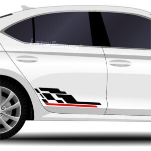 Piston Graphics Cars Side Graphics Stickers Black and red Racing Design Suitable for Sedan, Hatchback, or SUV (Pack of 2)